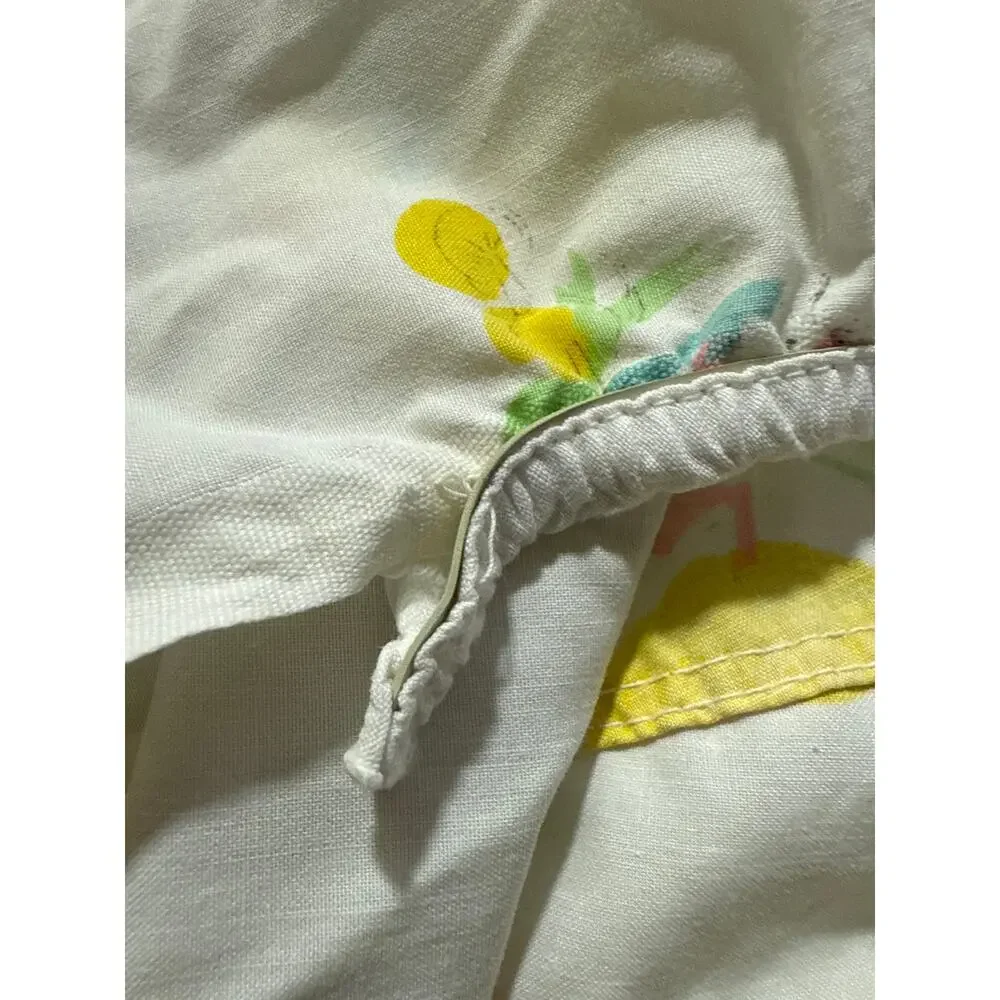 Vintage Cotton Crib Sheet Yellow White Pink Ducks Birds‎ Green Blue